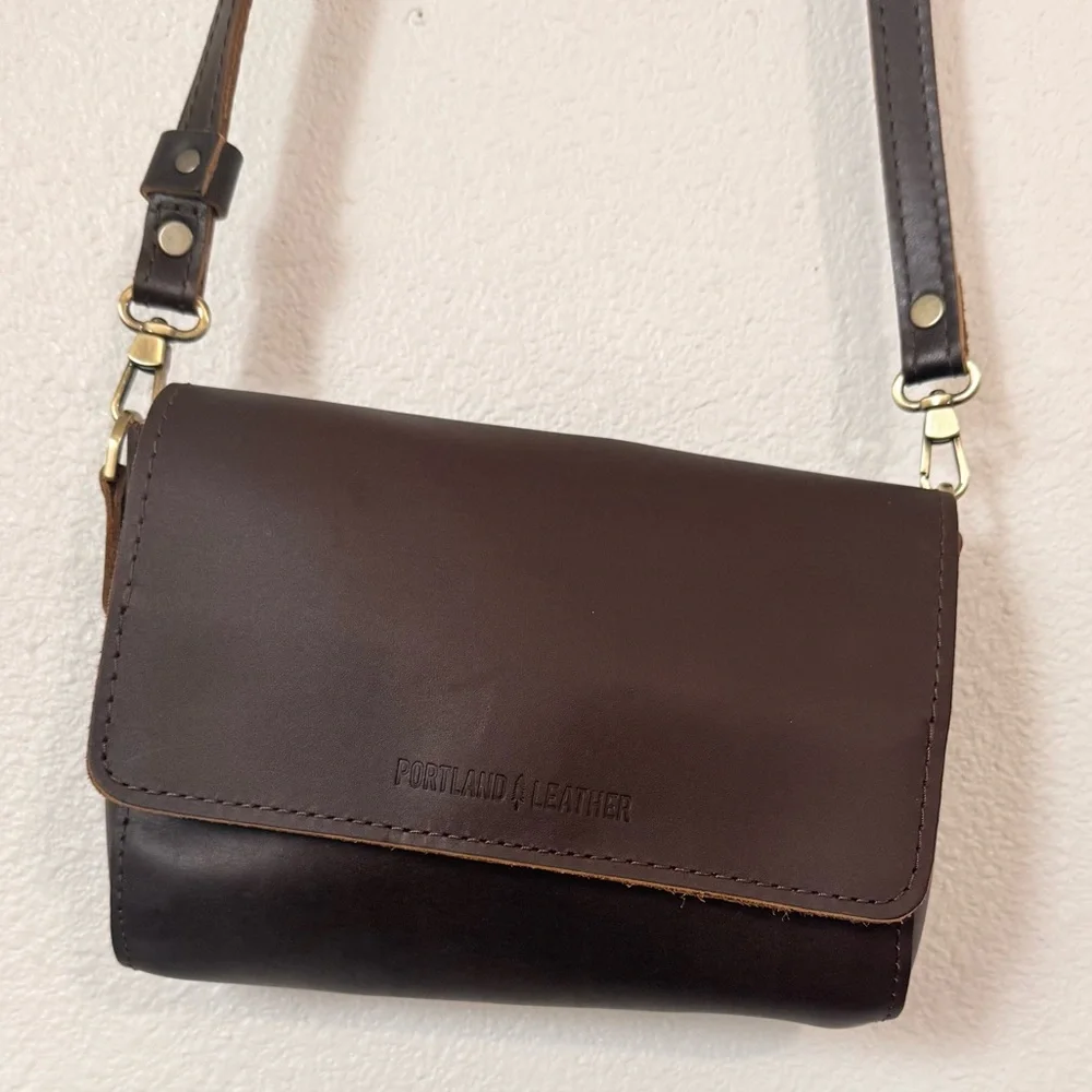 Portland Leather Metro Crossbody Bag- Mini Color: Grizzly - Picture 15 of 15